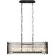 Park Row 5 Light 36 inch Matte Black and French Gold Linear Pendant Ceiling Light, Smithsonian Collaboration