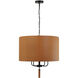 Secret Agent 4 Light 24 inch Black and Camel Leather Pendant Ceiling Light