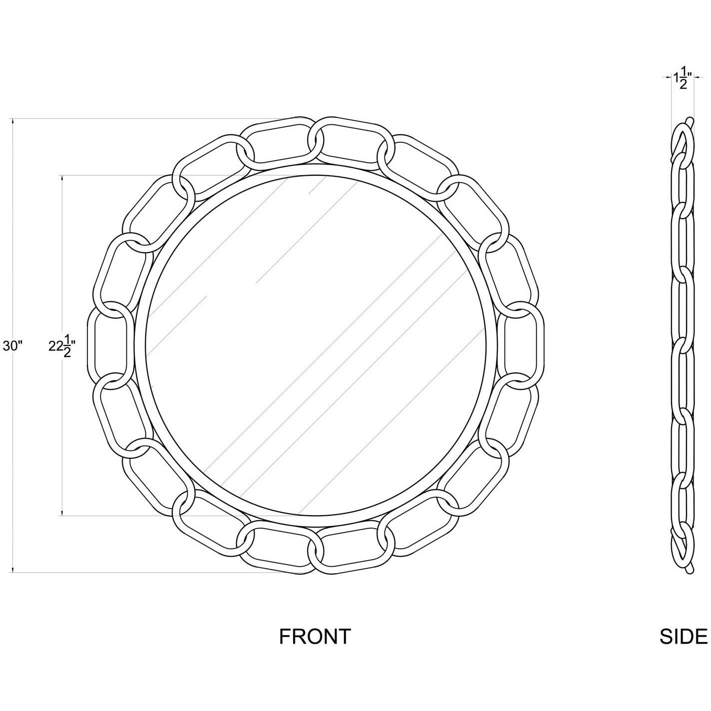 Chains of Love 30 X 30 inch Matte Black and Textured Gold Wall Mirror
