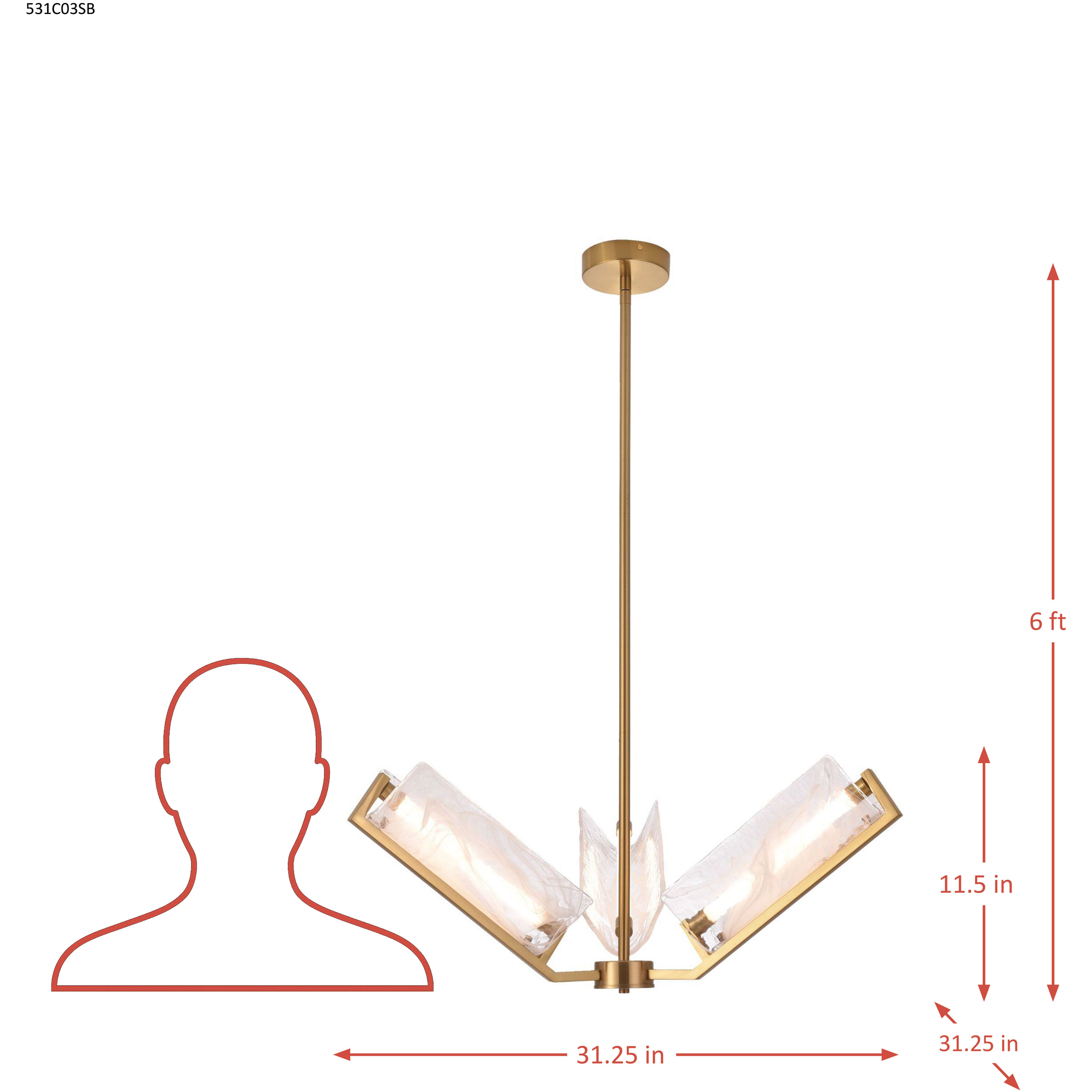Mingle 3 Light 31.25 inch Satin Brass Chandelier Ceiling Light