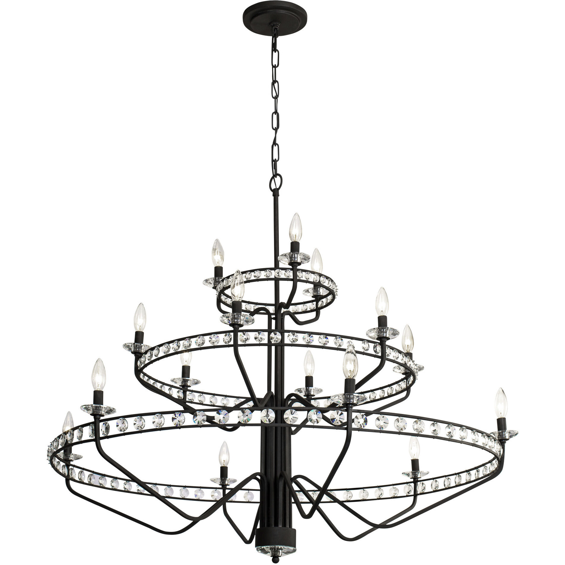 Monroe 15 Light 48 inch Carbon Black Chandelier Ceiling Light