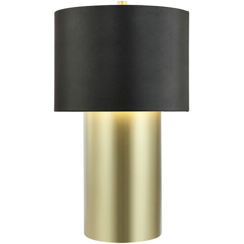 Secret Agent 28 inch 100 watt Painted Gold and Black Leather Table Lamp Portable Light