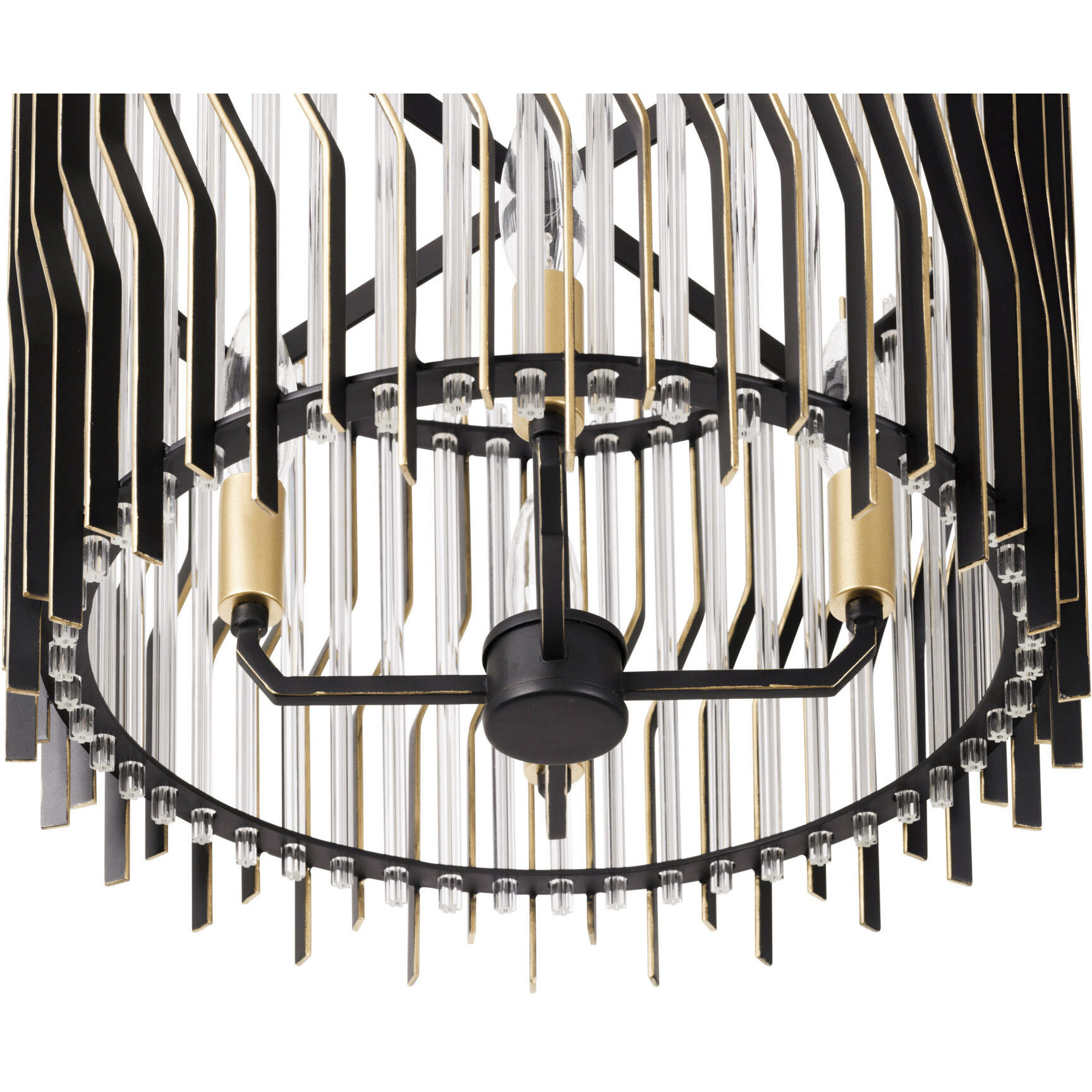 Park Row 4 Light 16 inch Matte Black and French Gold Semi-Flush Ceiling Light, Smithsonian Collaboration