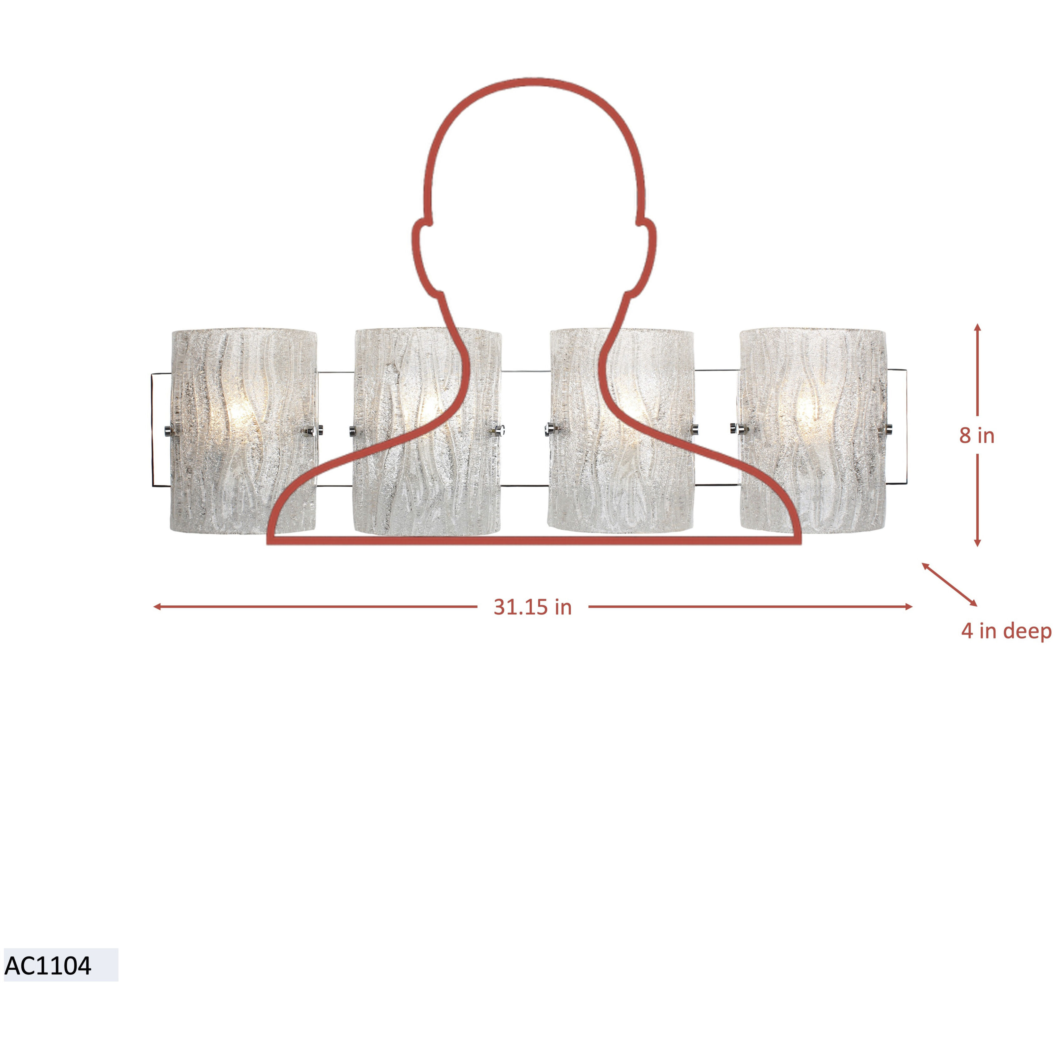 Brilliance 4 Light 31.15 inch Chrome Bath Vanity Light Wall Light