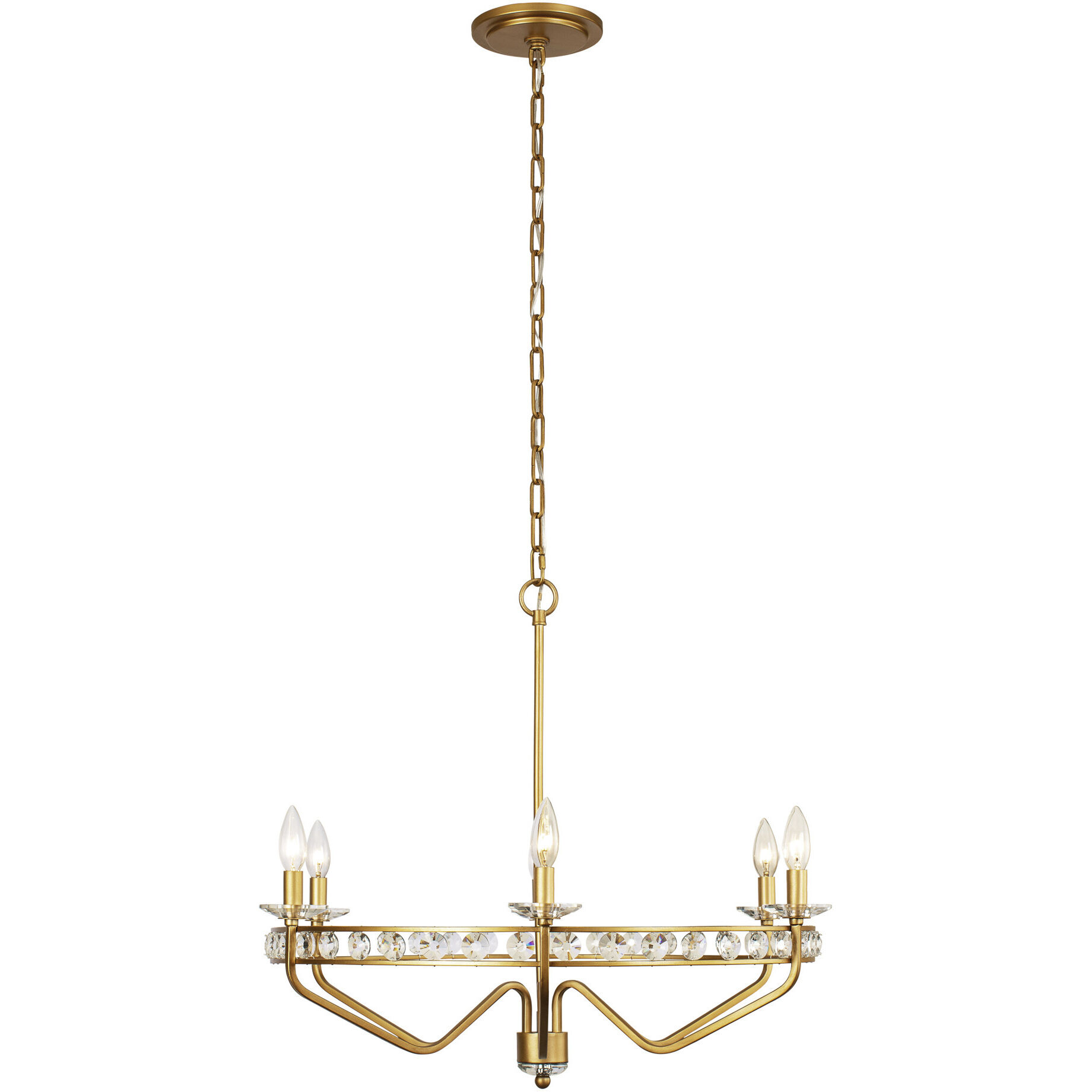 Monroe 6 Light 30 inch Antique Gold Chandelier Ceiling Light