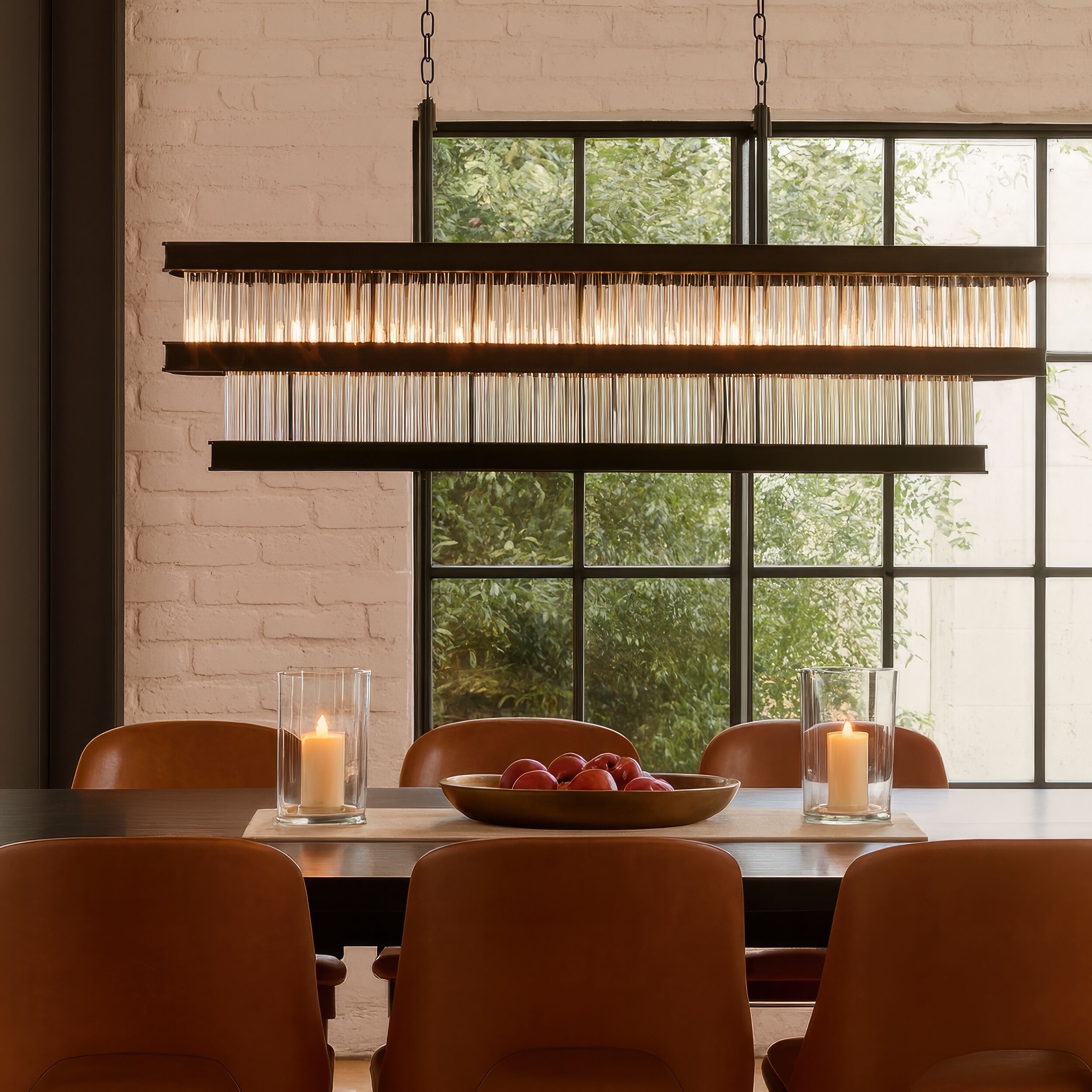 Double Take 6 Light 44 inch Heritage Black Linear Pendant Ceiling Light