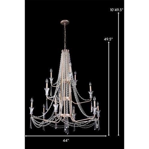 Barcelona 12 Light 44 inch Transcend Silver Chandelier Ceiling Light, 3-Tier, Optic Crystal