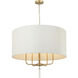 Secret Agent 5 Light 30 inch Painted Gold and White Leather Pendant Ceiling Light