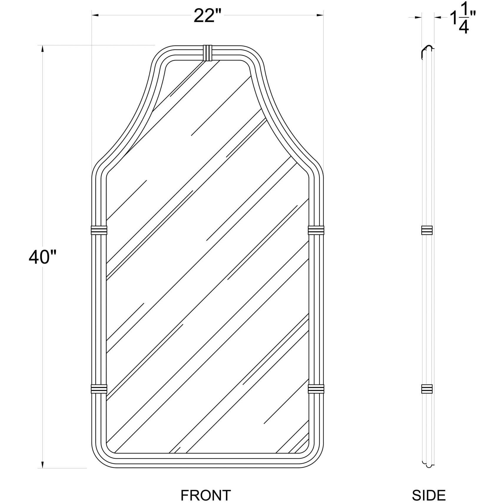 Federal Case 40 X 22 inch Matte Black and French Gold Wall Mirror