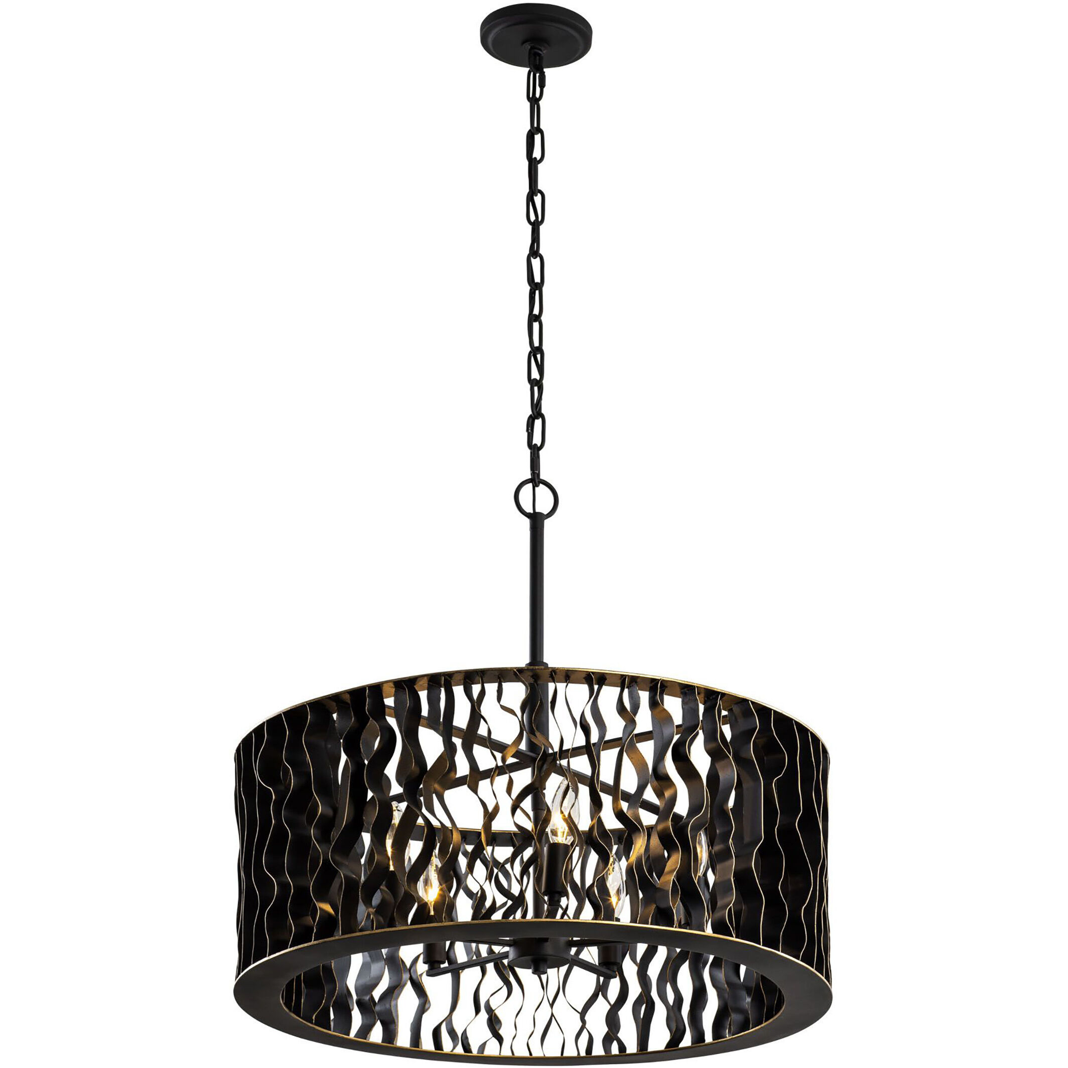 Estela 5 Light 24 inch Matte Black Pendant Ceiling Light, Smithsonian Collaboration