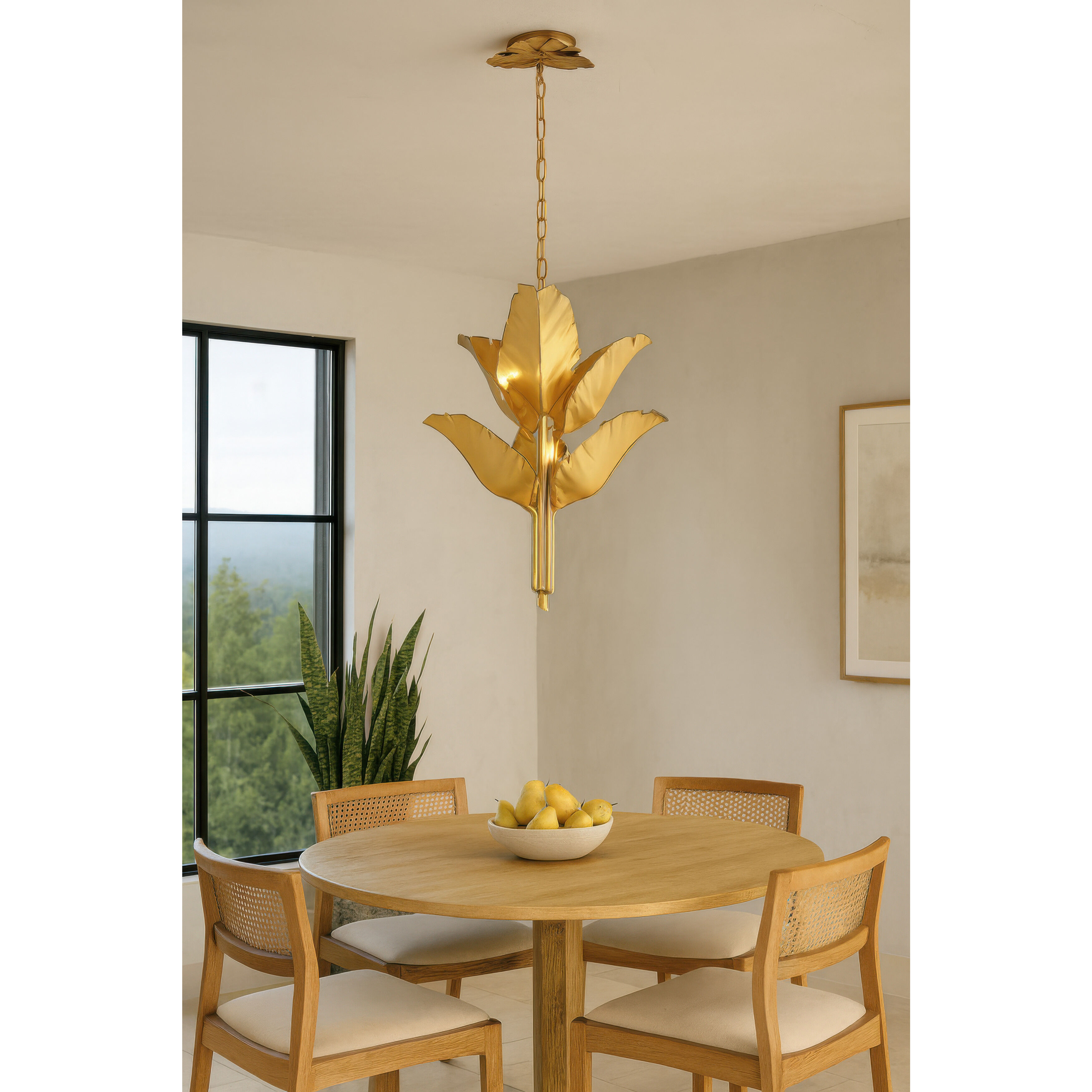 Banana Leaf 6 Light 25 inch Gold Chandelier Ceiling Light
