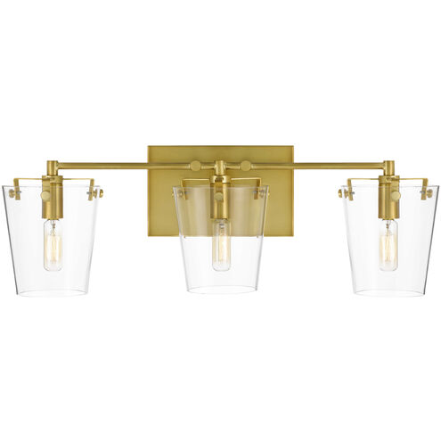 Arlo 3 Light 23 inch Black/Satin Brass Bath Vanity Light Wall Light
