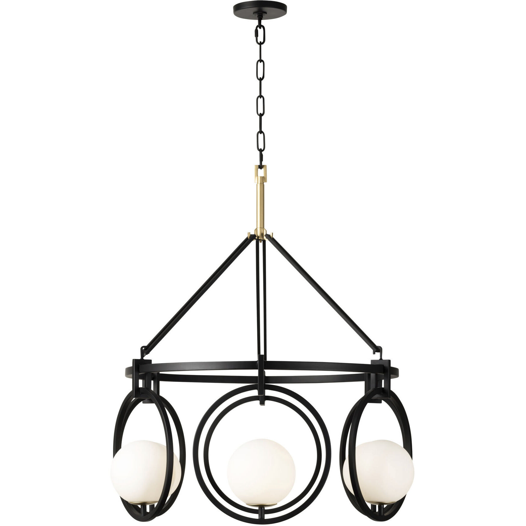 Stopwatch 6 Light 30.75 inch Matte Black and French Gold Pendant Ceiling Light