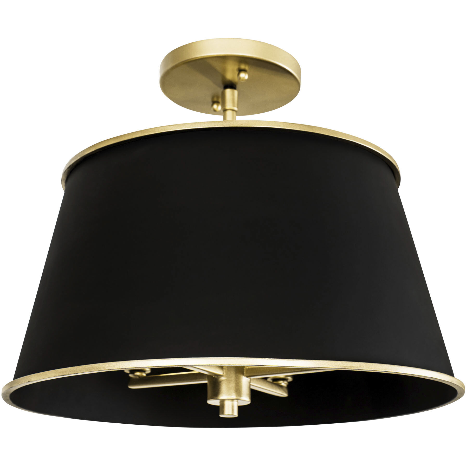 Coco 4 Light 16 inch Matte Black/French Gold Semi-Flush Ceiling Light
