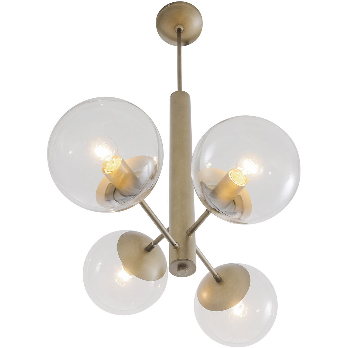 Mid-century 4 Light 28 inch Antique Brass Chandelier Ceiling Light