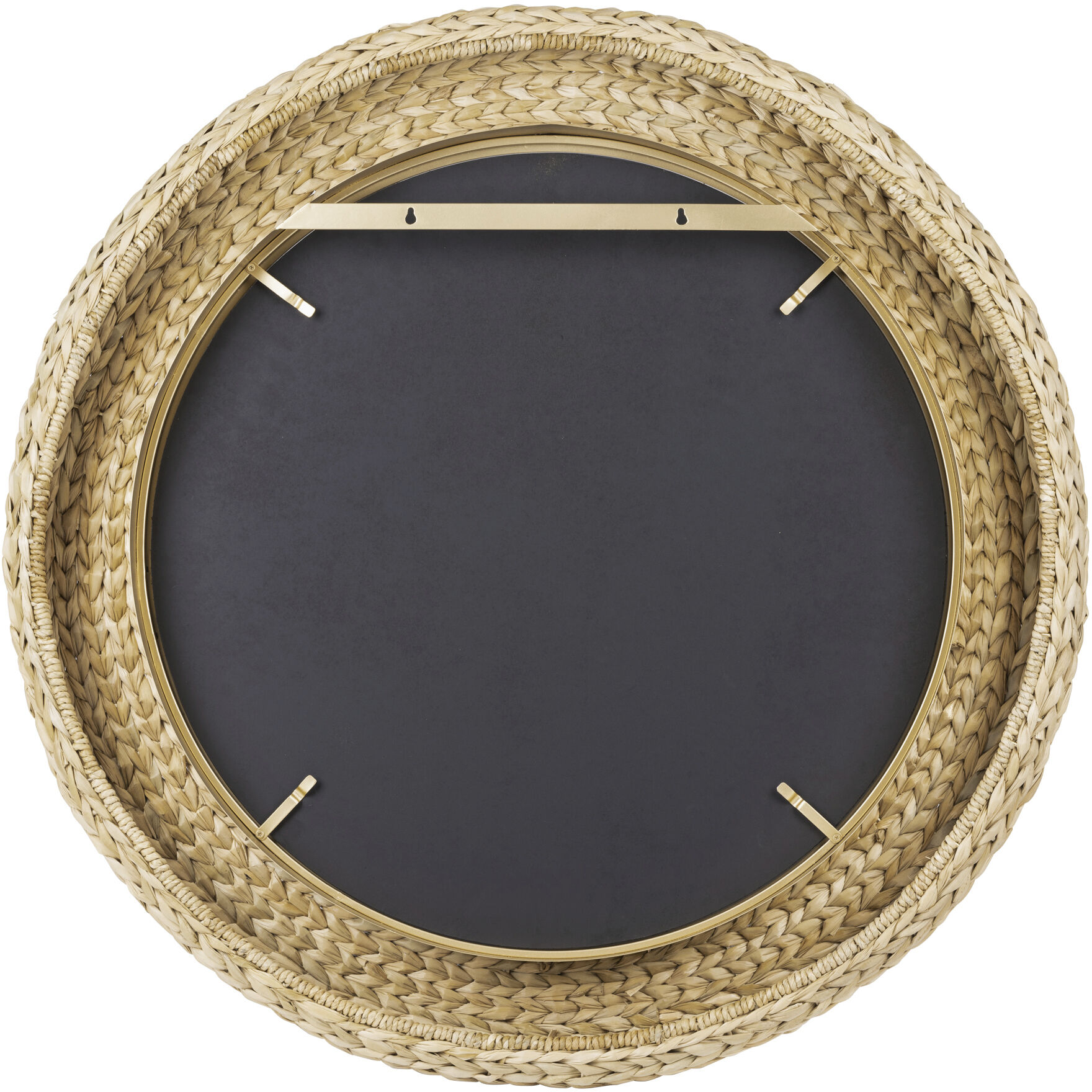 Athena 40.25 inch French Gold with Natural Seagrass Wall Mirror