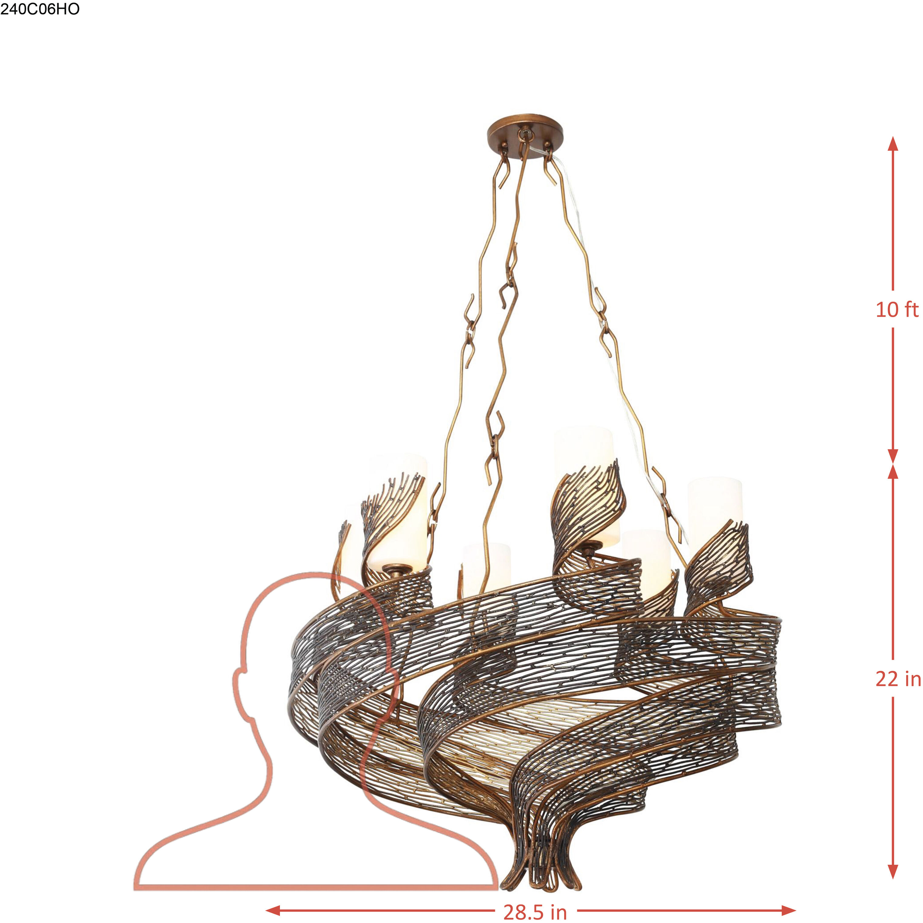 Flow 6 Light 28.5 inch Hammered Ore Chandelier Ceiling Light