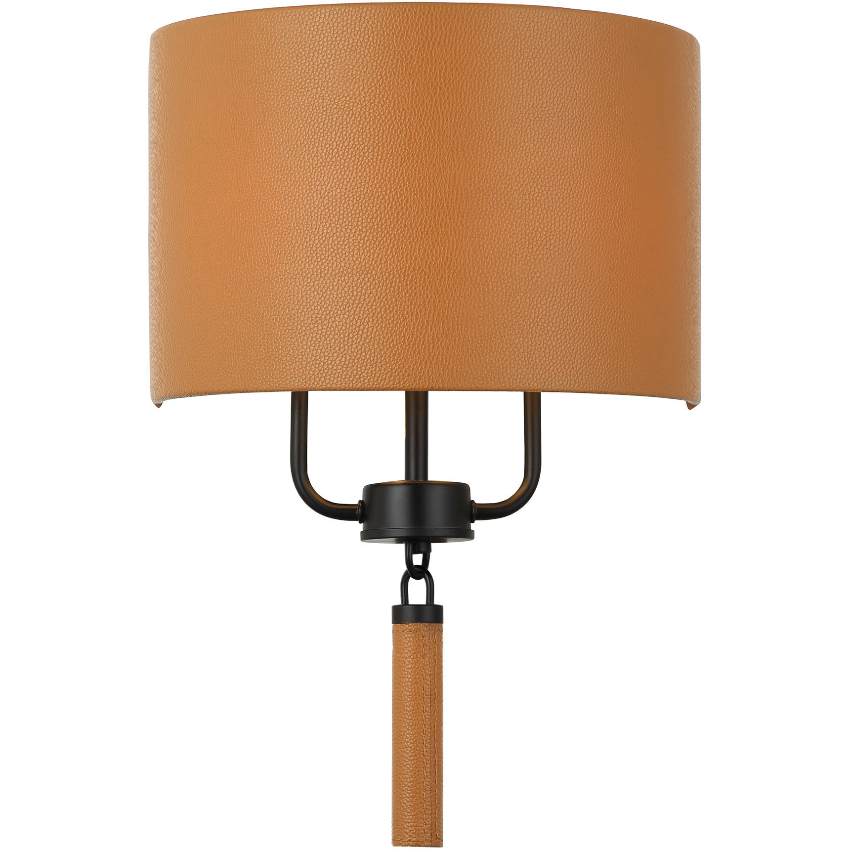 Secret Agent Sconce Wall Light in Black and Camel Leather