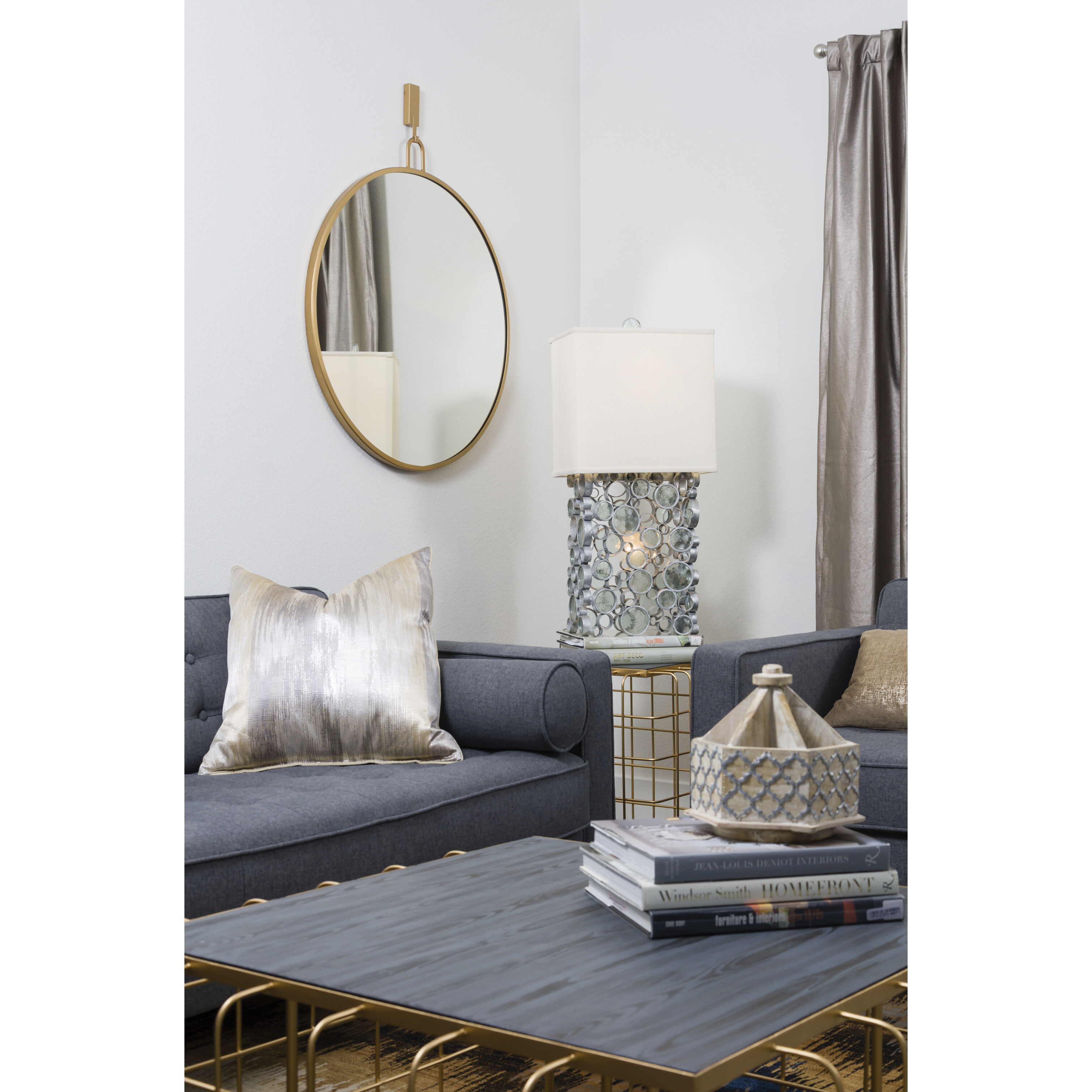 Stopwatch 33.25 X 30 inch Gold Accent Mirror, Varaluz Casa