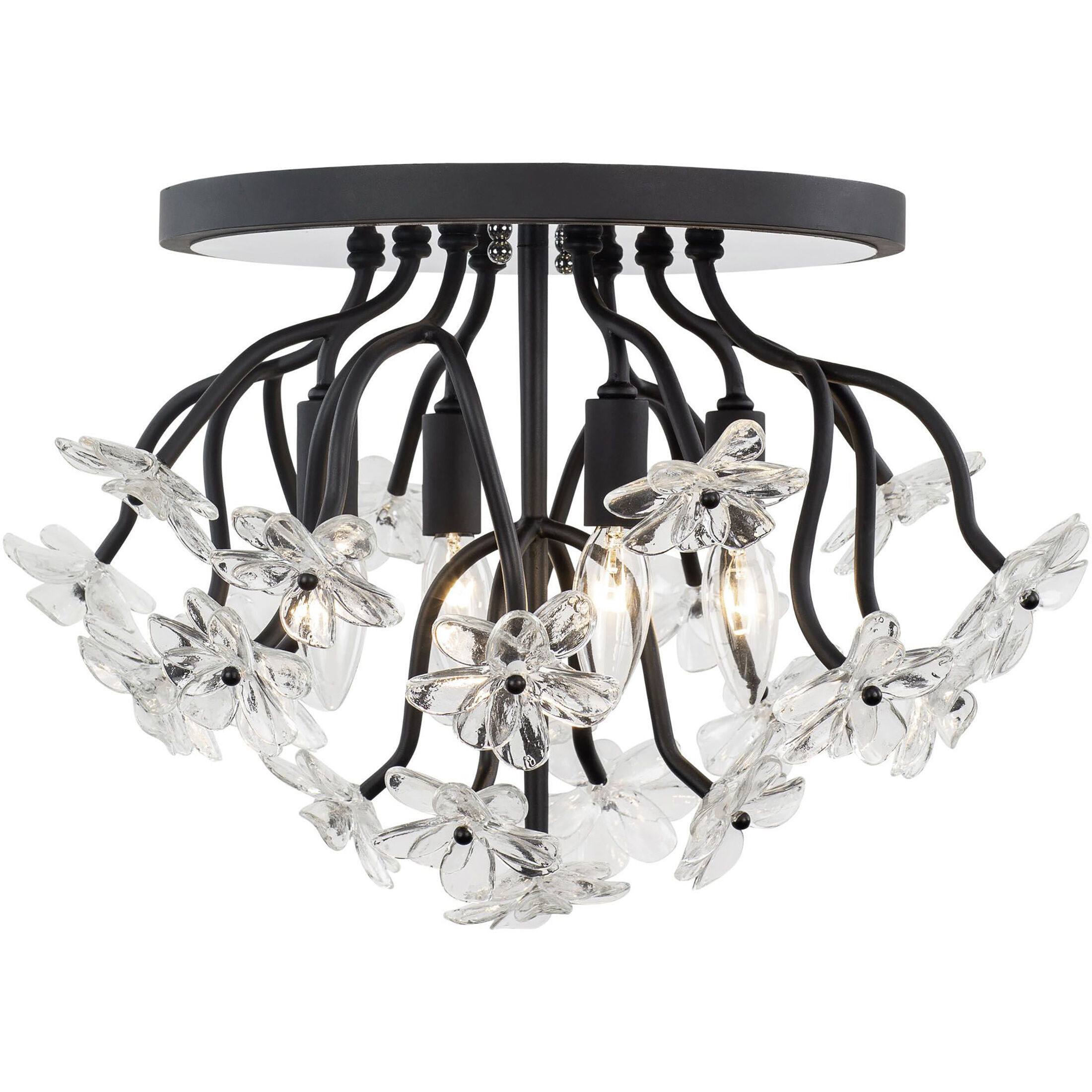 Wildflower 4 Light 19 inch Matte Black Semi-Flush Ceiling Light, Smithsonian Collaboration