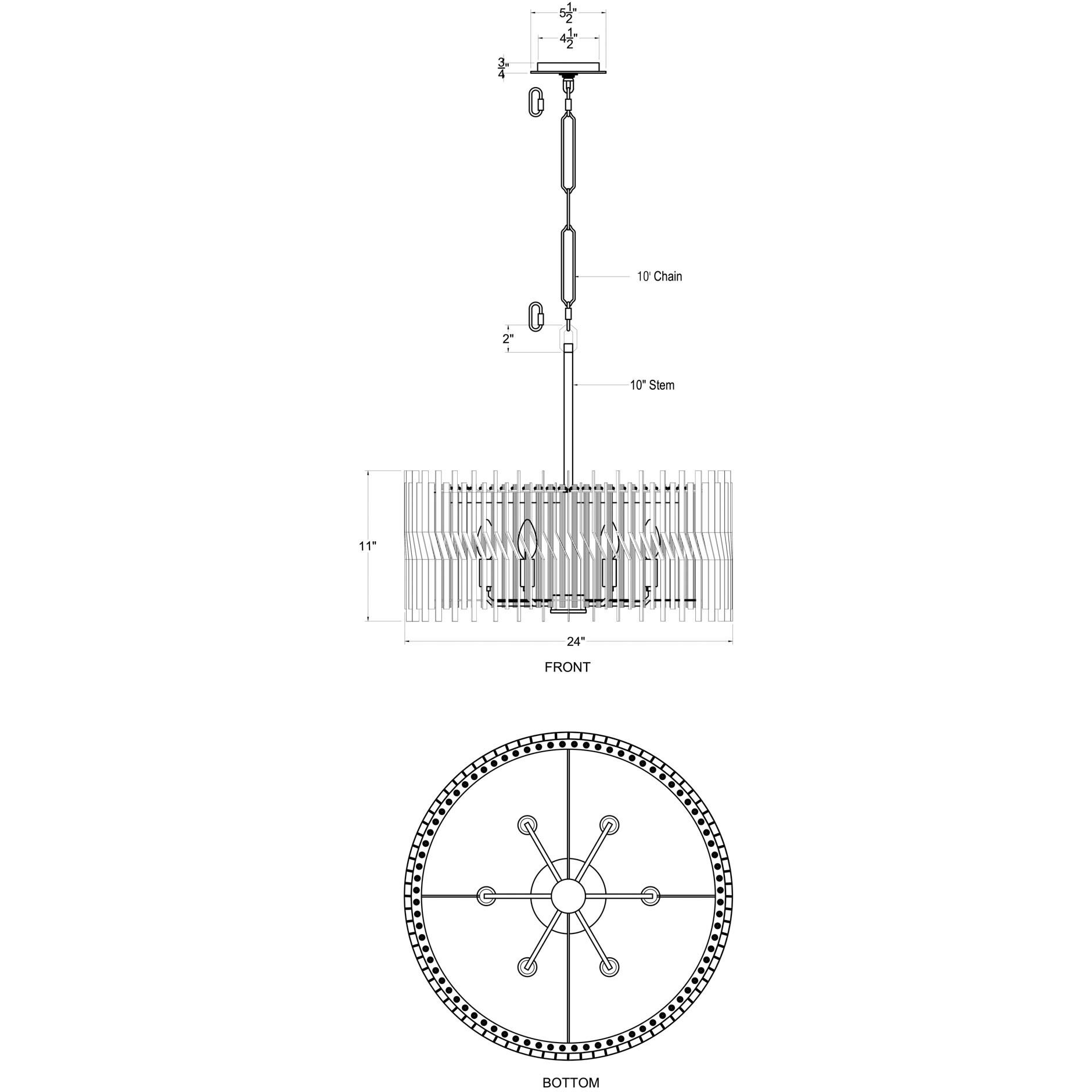 Park Row 6 Light 24 inch Matte Black and French Gold Pendant Ceiling Light, Smithsonian Collaboration