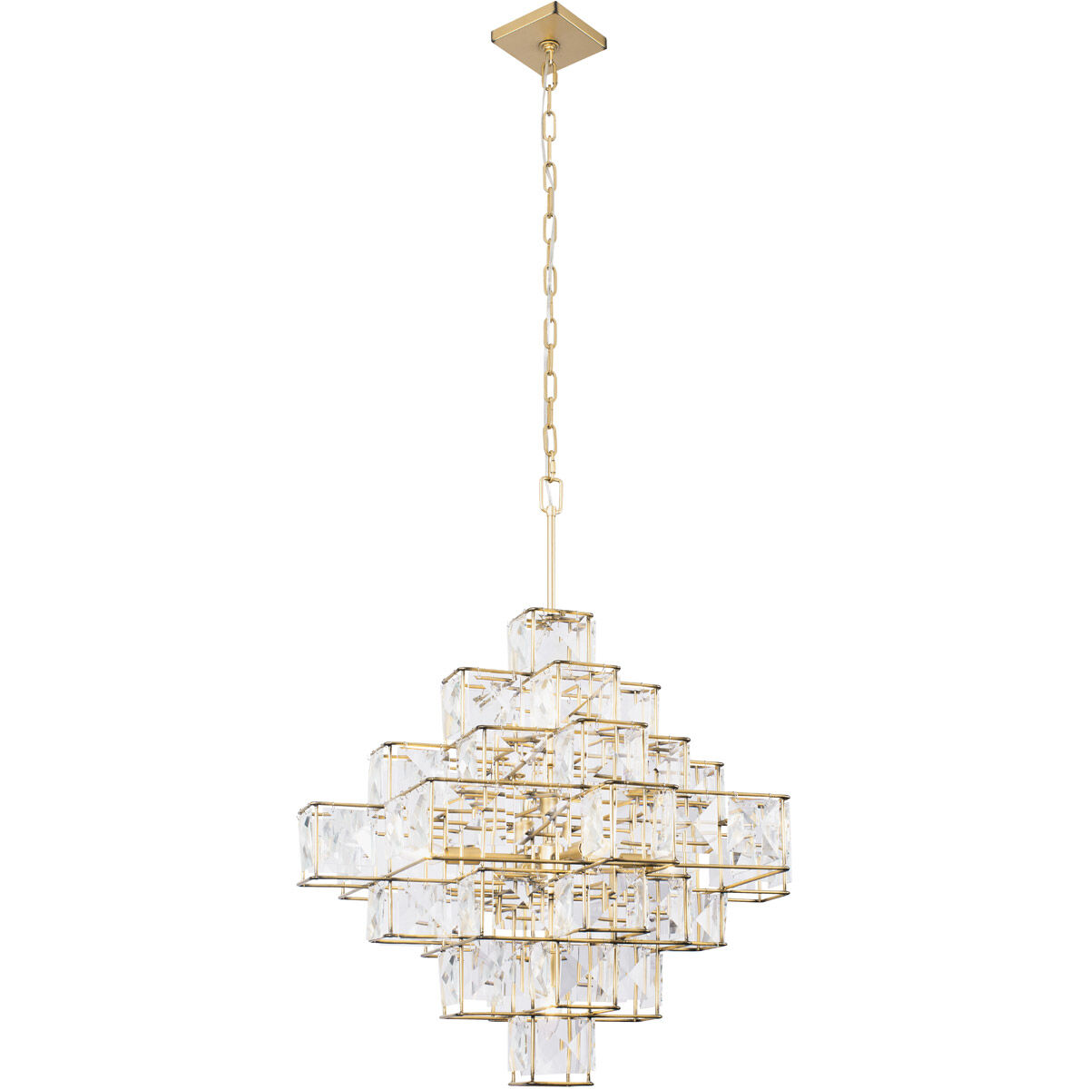 Cubic 6 Light 25.8 inch Calypso Gold Chandelier Ceiling Light