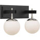 Allie 2 Light 16 inch Black/Polished Nickel Bath Vanity Light Wall Light