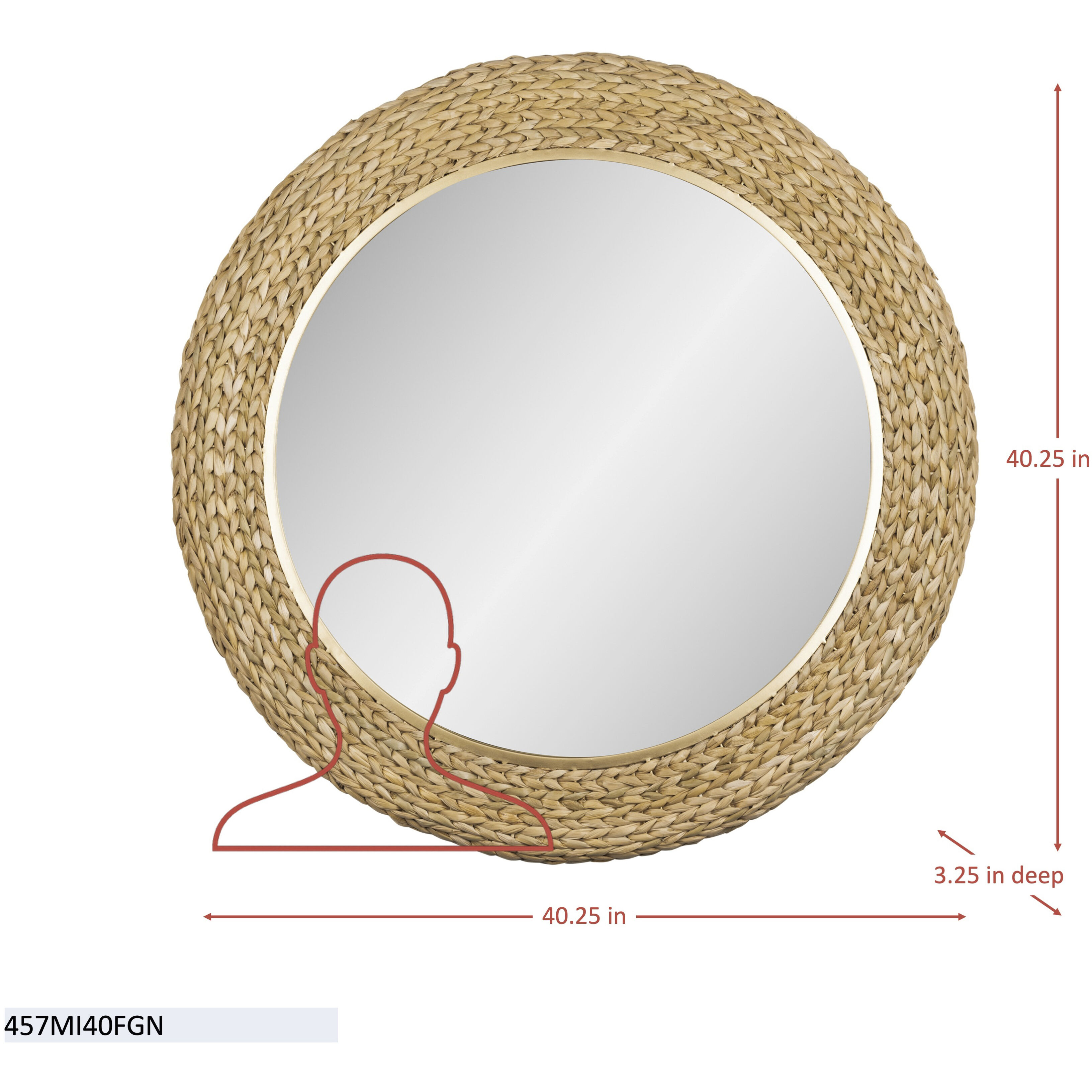 Athena 40.25 X 40.25 inch French Gold with Natural Seagrass Wall Mirror