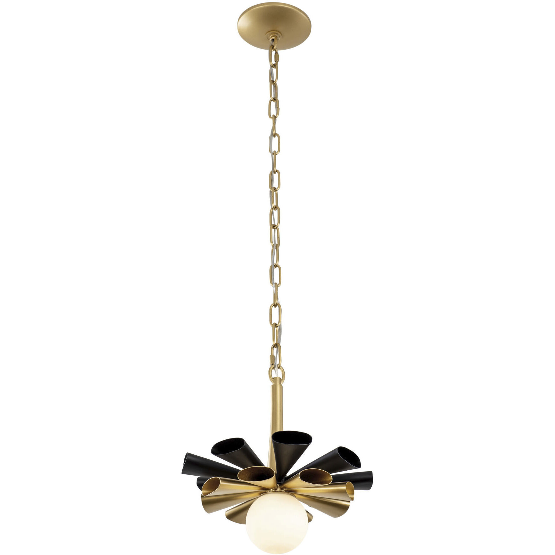 Daphne 1 Light 12.25 inch Matte Black with French Gold Pendant Ceiling Light