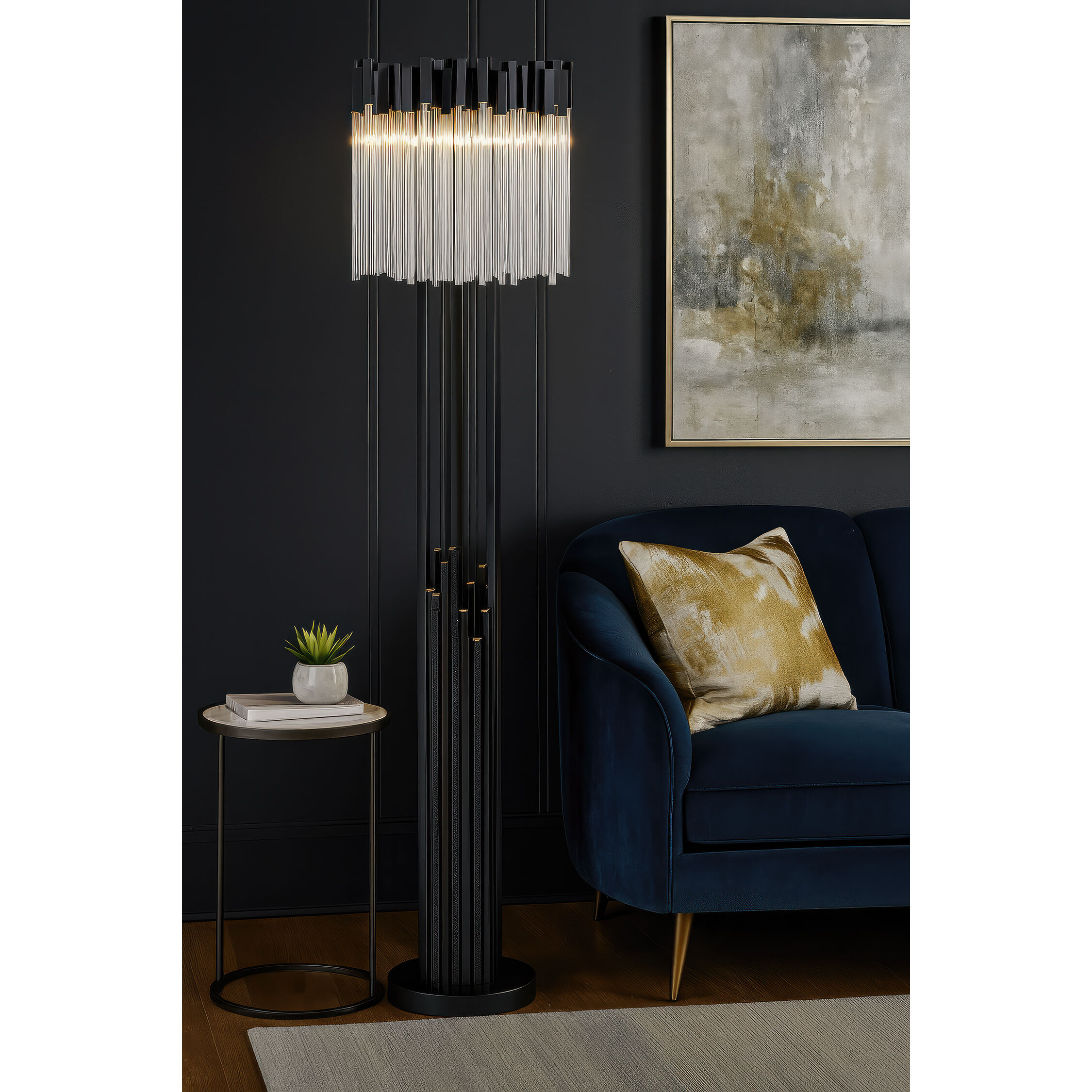 Matrix 68 inch 5 watt Matte Black and French Gold Floor Lamp Portable Light in Matte Black/French Gold