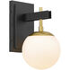 Allie 1 Light 6 inch Black/Satin Brass Bath Vanity Light Wall Light