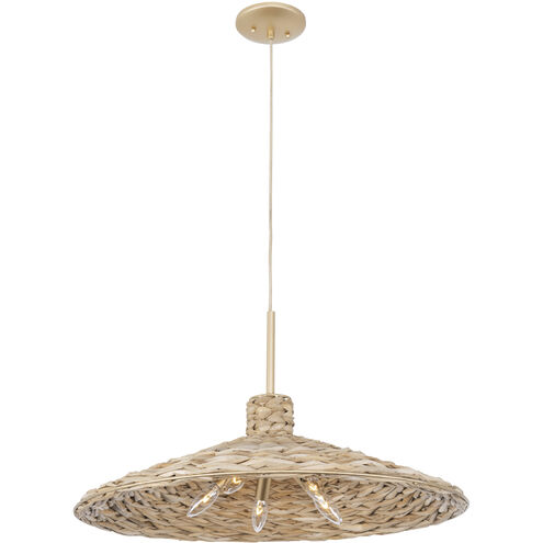 Hilton Head 5 Light 26.25 inch French Gold with Natural Seagrass Pendant Ceiling Light