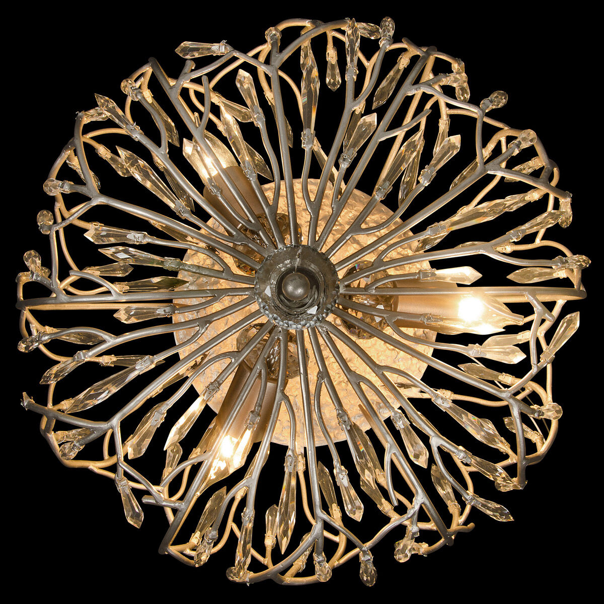 Bask 3 Light 18 inch Gold Dust Semi-Flush Ceiling Light, Premium Pre-Installed Crystal