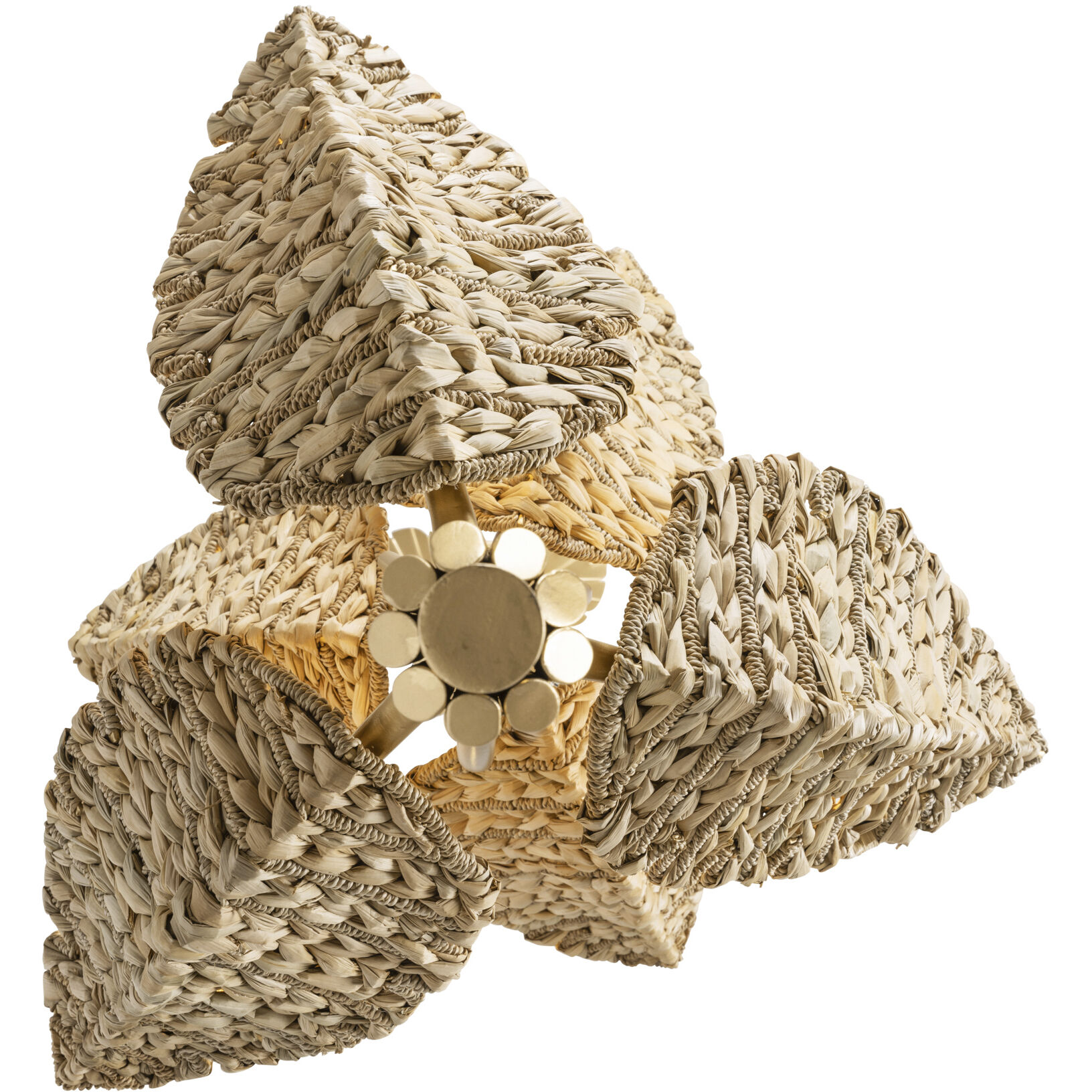 Banana Leaf 6 Light 23.25 inch French Gold with Natural Seagrass Chandelier Ceiling Light