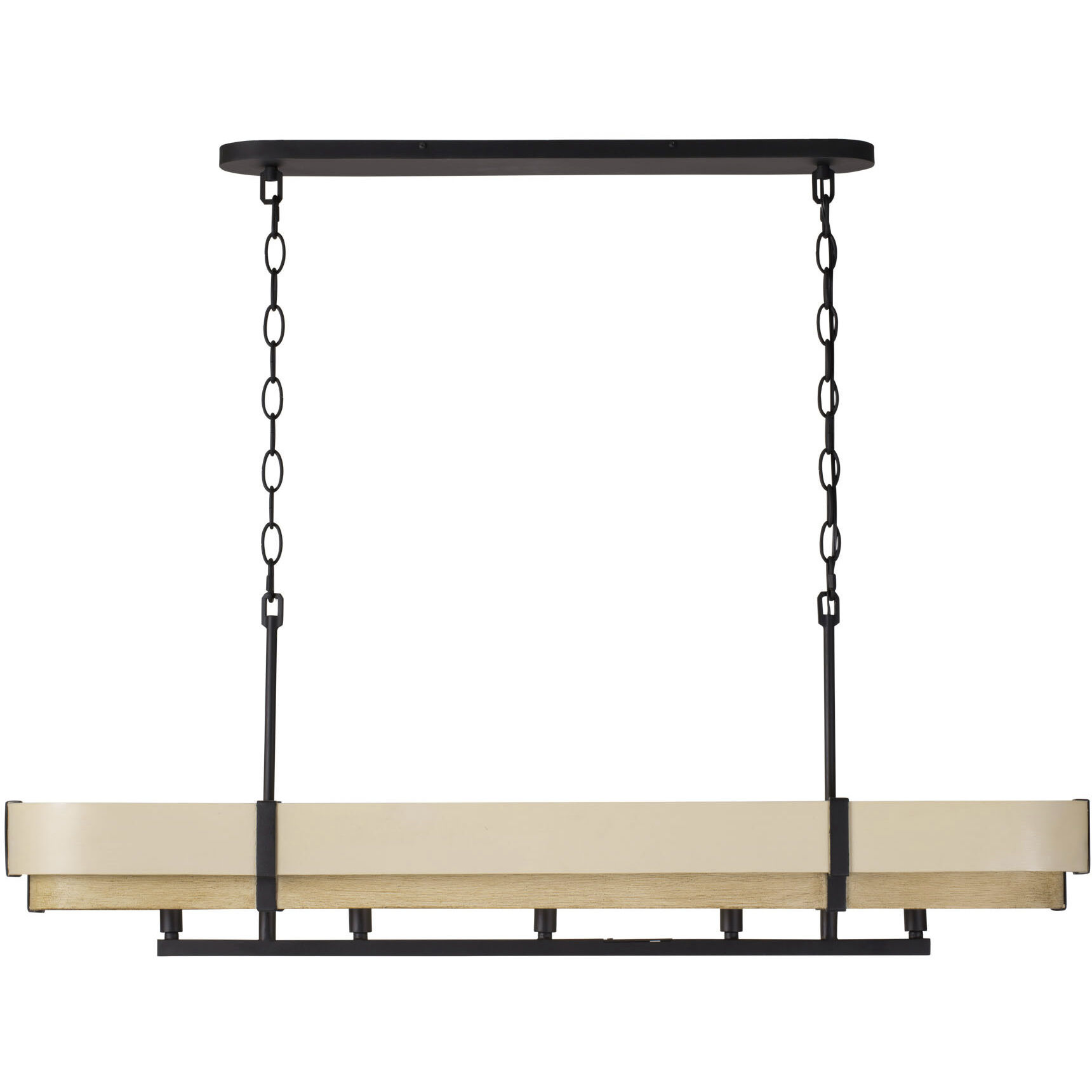 Blonde Moment 5 Light 46.25 inch Matte Black and Honey with Medium Oak Linear Pendant Ceiling Light
