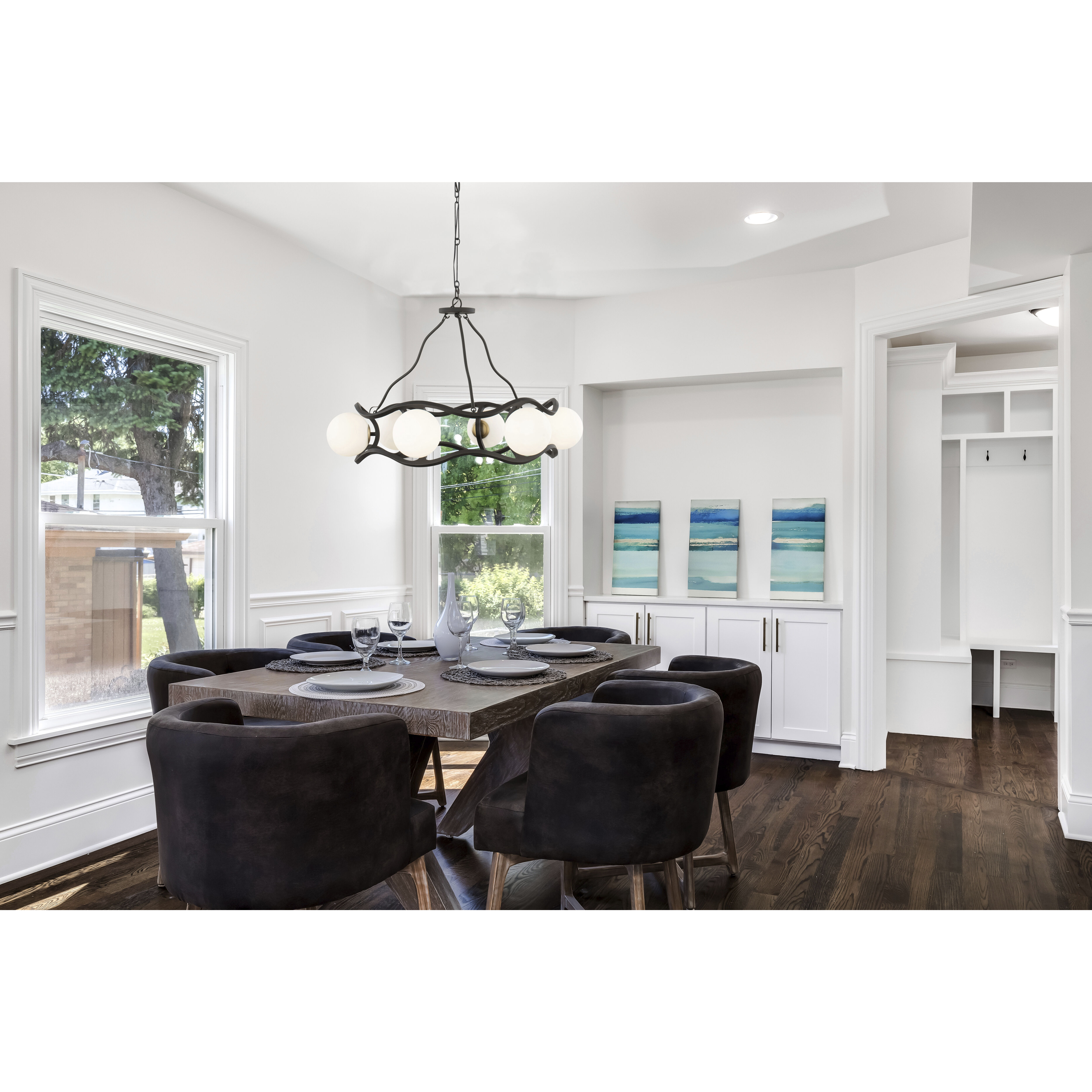 Black Betty 6 Light 36 inch Carbon and French Gold Chandelier Ceiling Light