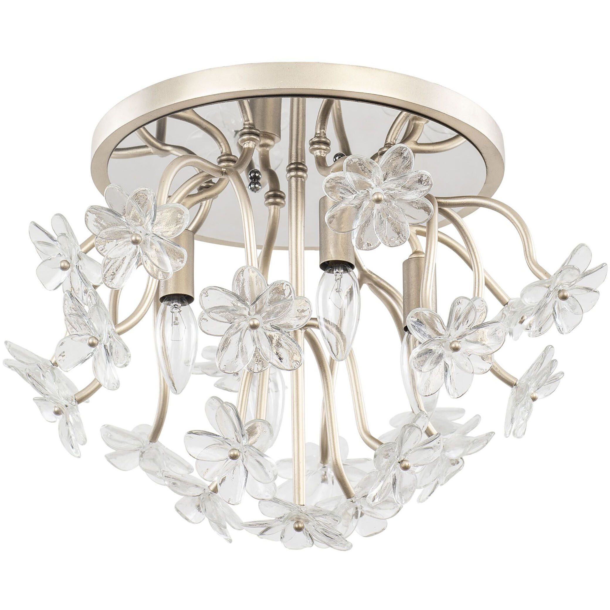 Wildflower 4 Light 19 inch Gold Dust Semi-Flush Ceiling Light, Smithsonian Collaboration