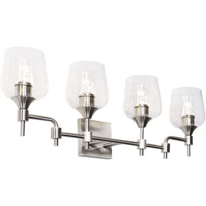 Margaux 4 Light 30 inch Satin Nickel and Clear Bath Vanity Light Wall Light