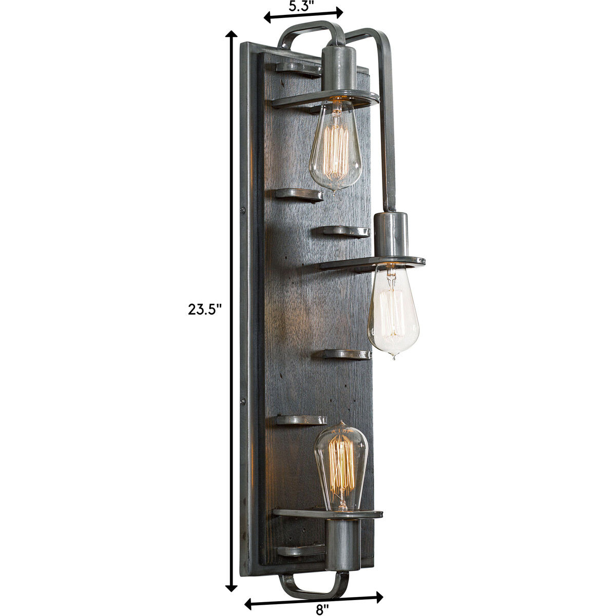 Lofty 3 Light 8 inch Steel and Faux Zebrawood Wall Sconce Wall Light in Faux Zebrawood and Steel