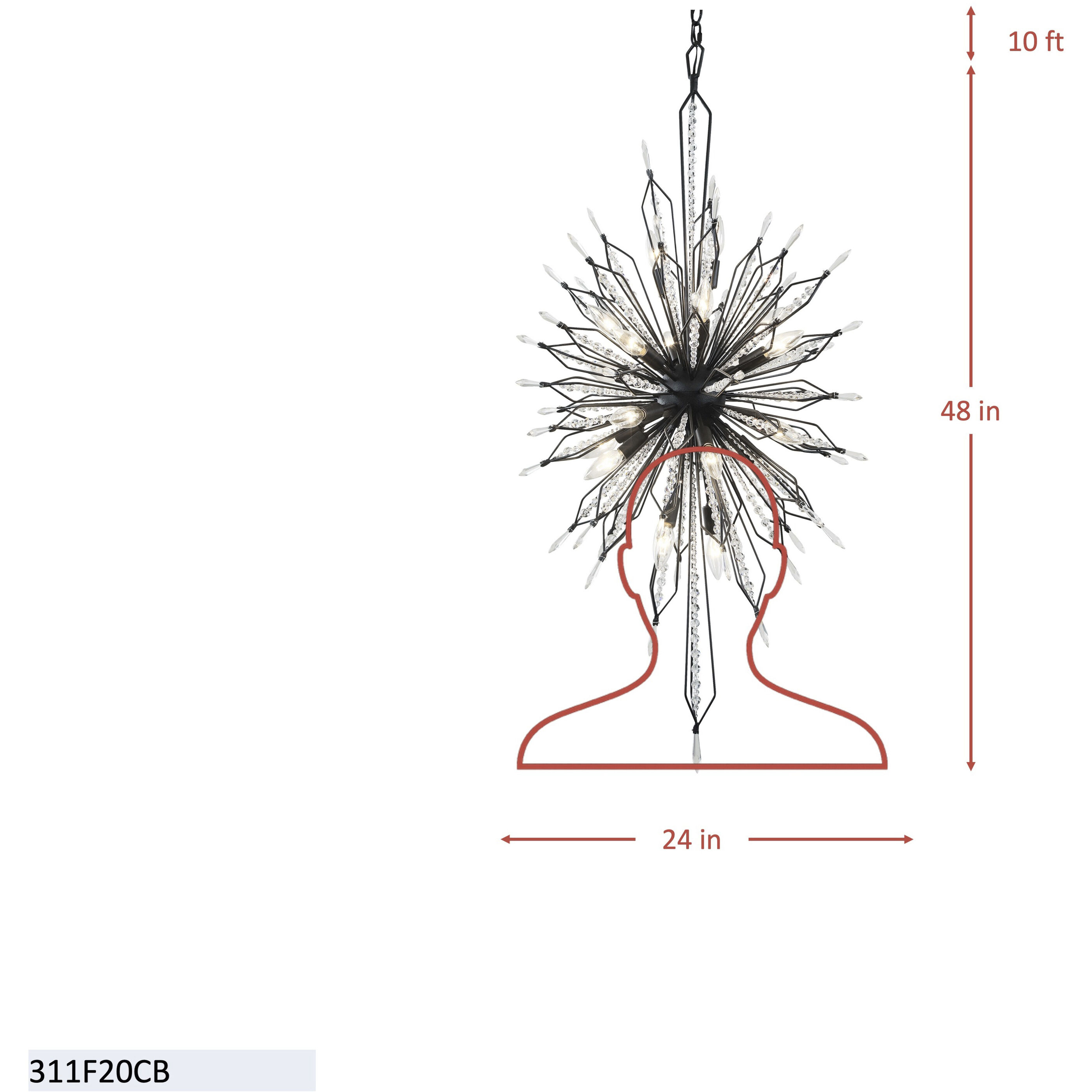 Orbital 20 Light 24 inch Carbon Pendant Ceiling Light