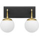 Allie 2 Light 16.25 inch Black/Satin Brass Bath Vanity Light Wall Light