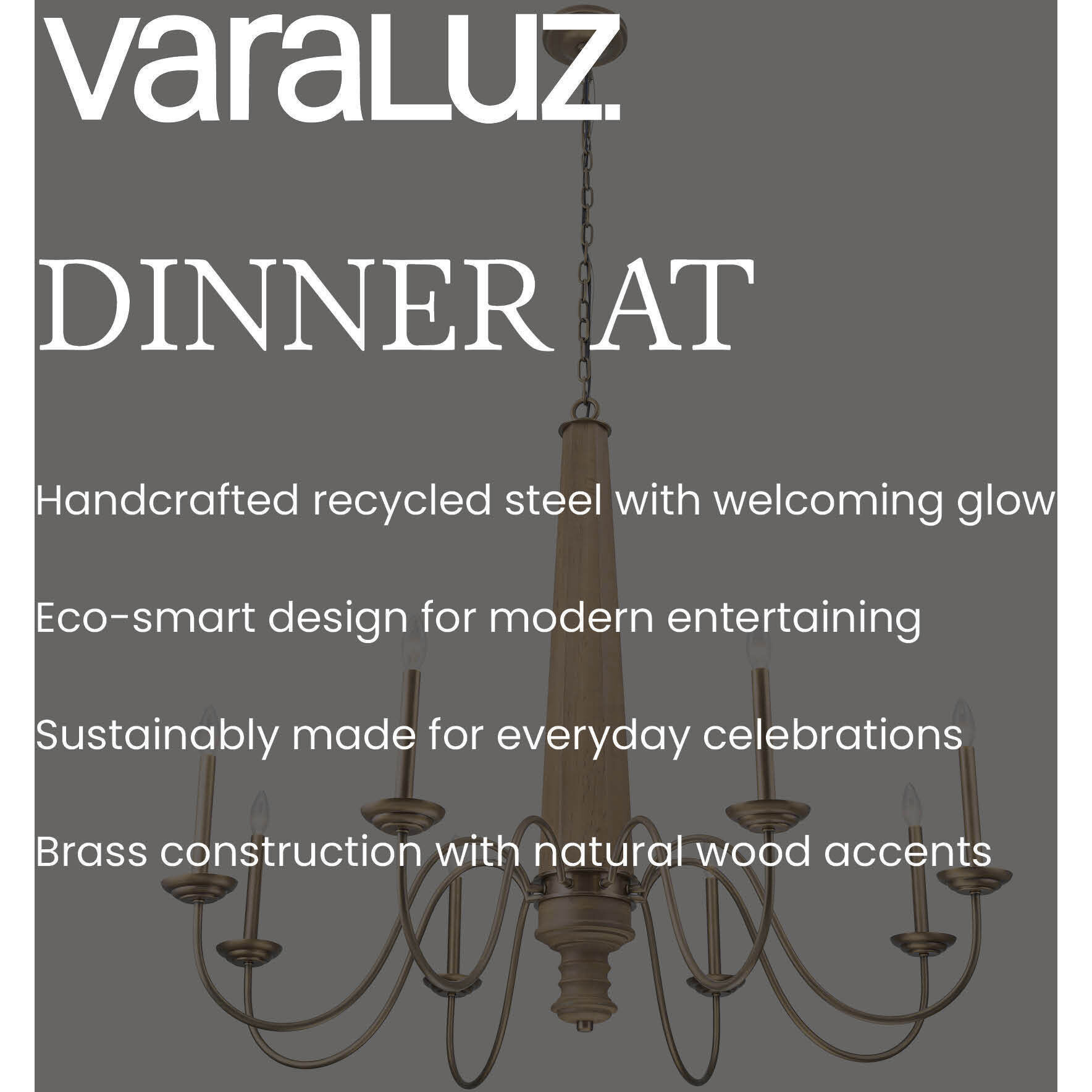 Dinner at 5 Light 28 inch Heritage Bronze and White Oak Chandelier Ceiling Light