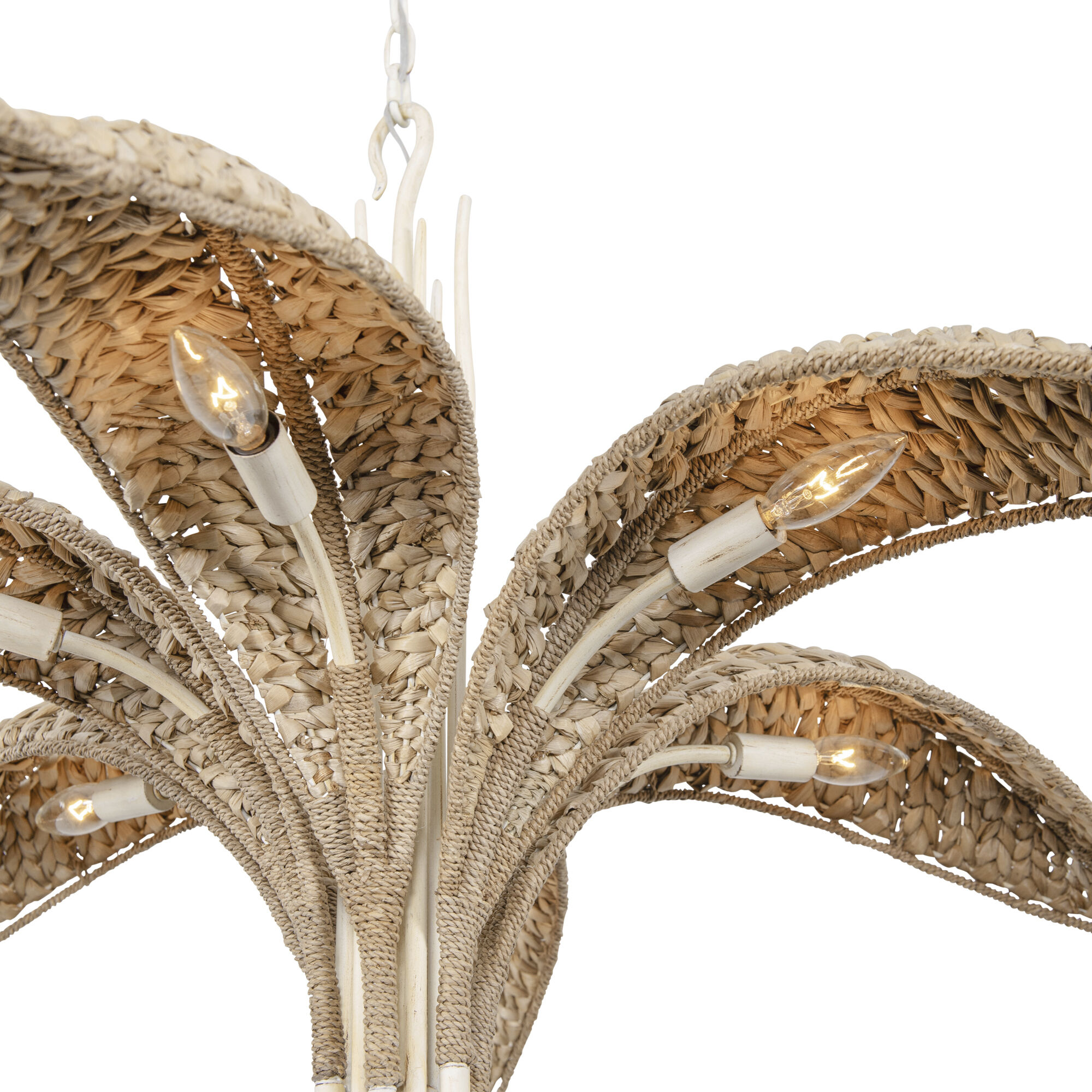 Century Palm 6 Light 38 inch Country White Chandelier Ceiling Light