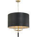 Secret Agent 4 Light 24 inch Gold and Black Leather Pendant Ceiling Light in Painted Gold and Black Leather