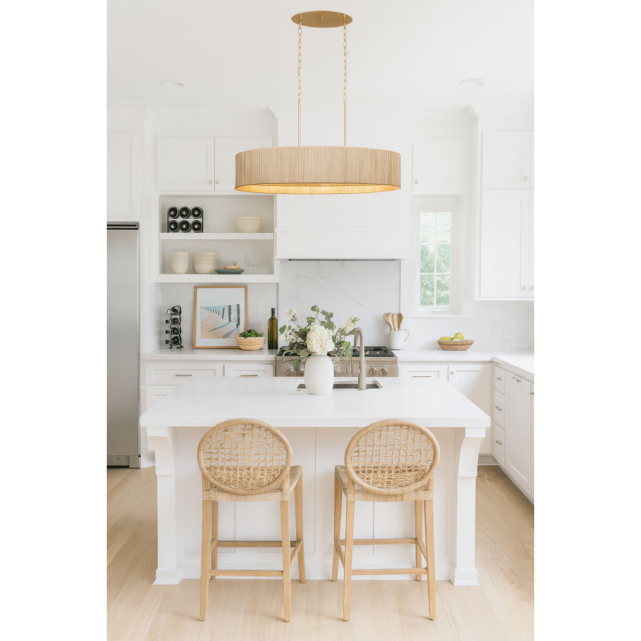 Jacob's Ladder 6 Light 48 inch French Gold Linear Pendant Ceiling Light, Smithsonian Collaboration