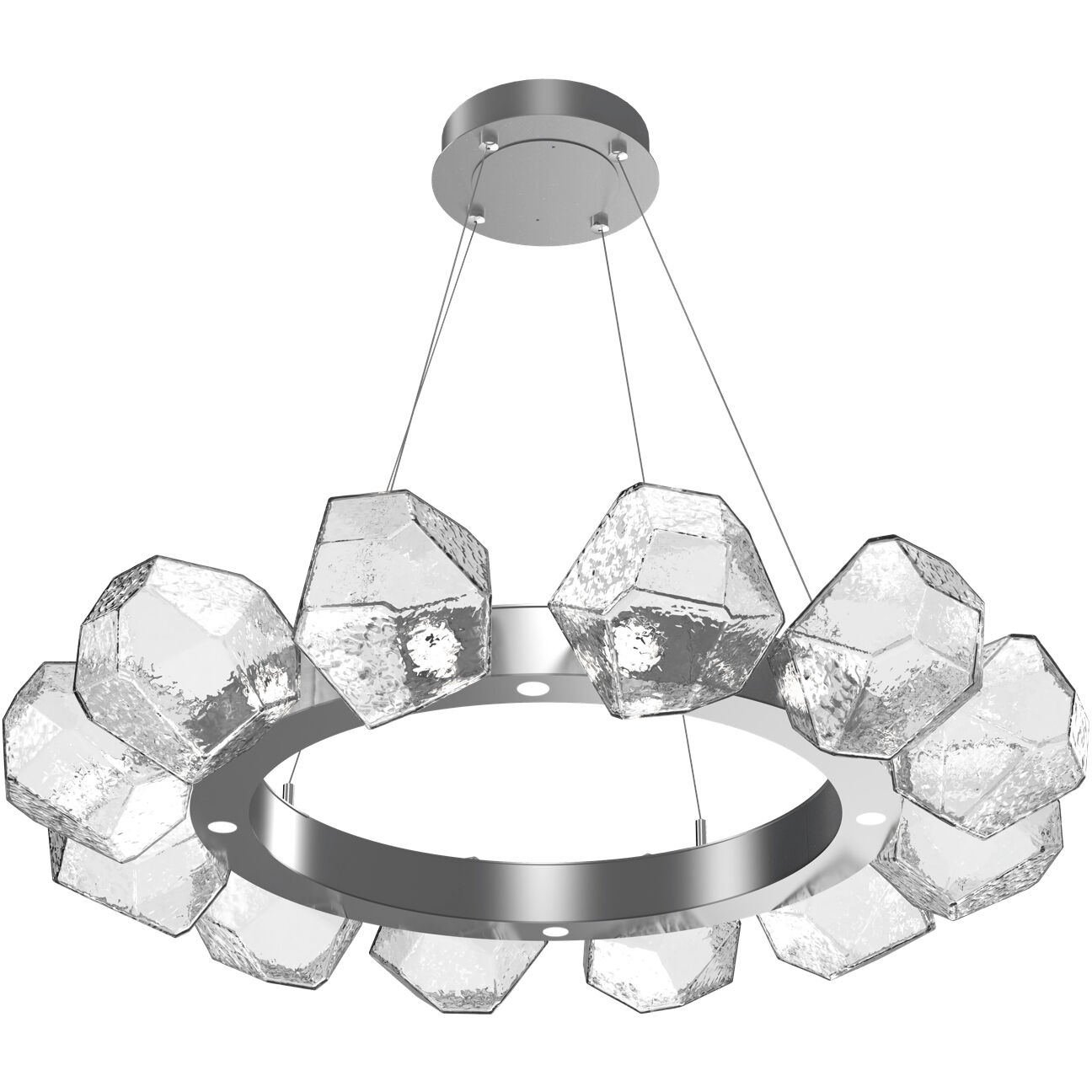 Gem LED 36 inch Classic Silver Chandelier Ceiling Light in 3000K LED, Clear, Radial Ring