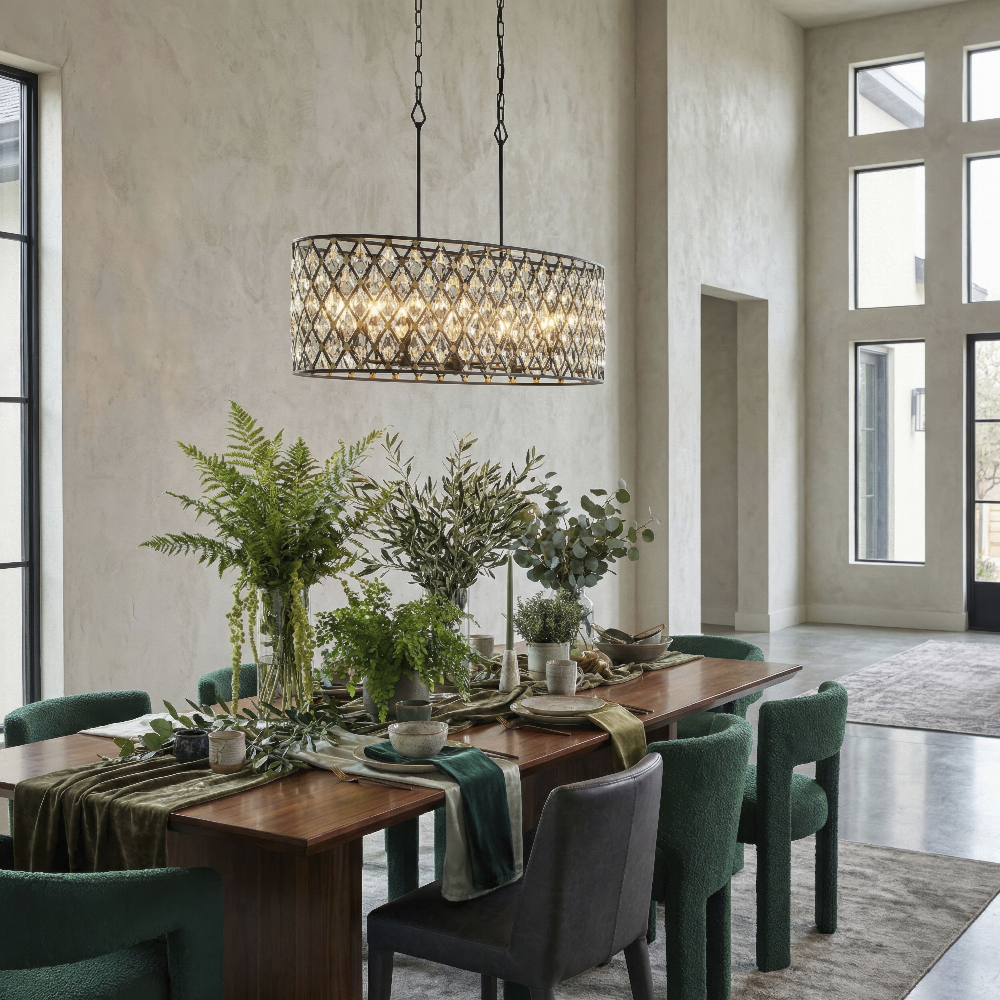 Windsor 8 Light 36 inch Carbon and Havana Gold Linear Pendant Ceiling Light