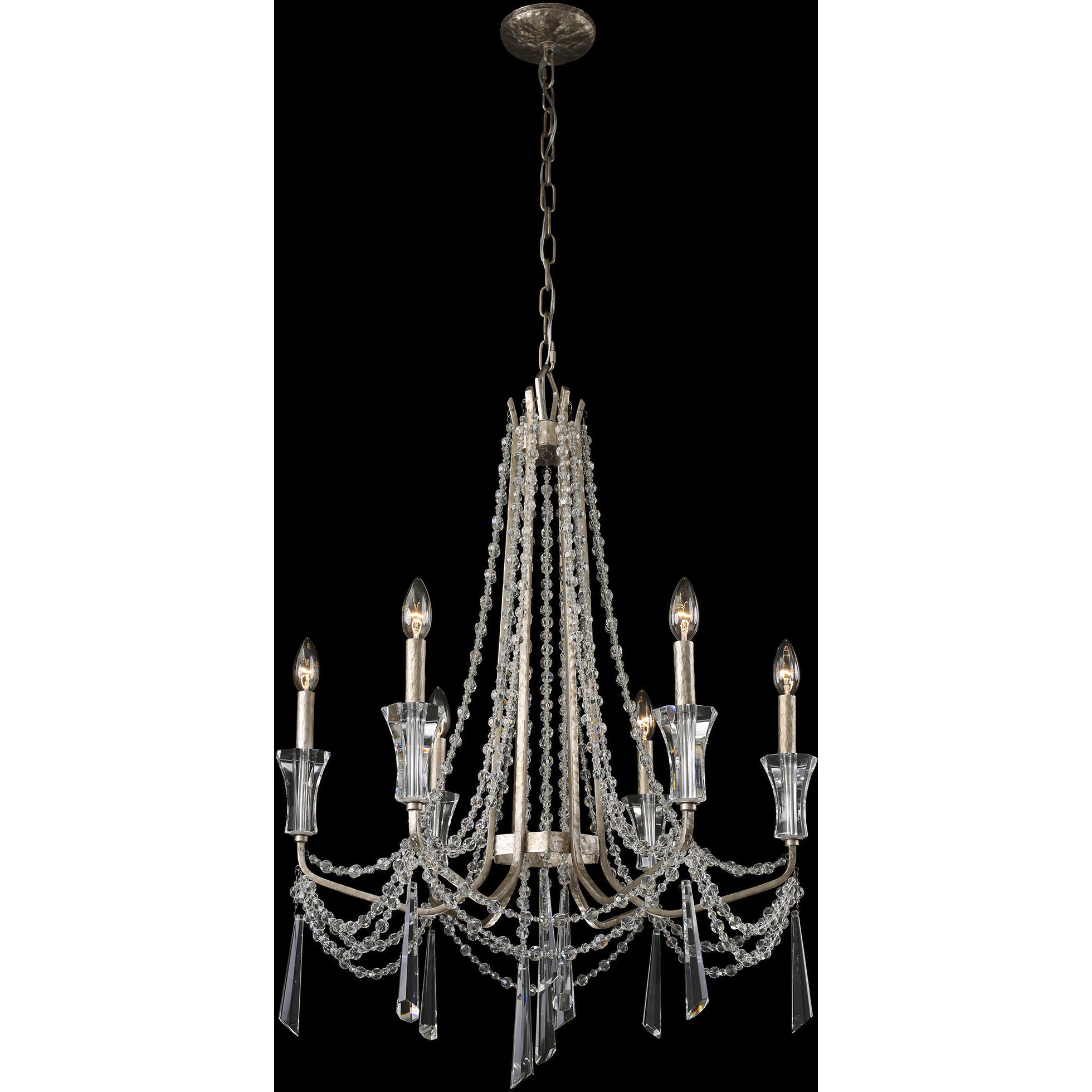 Barcelona 6 Light 27 inch Transcend Silver Chandelier Ceiling Light