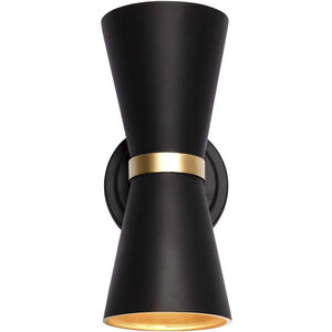 Mad Hatter 2 Light 5 inch Matte Black and French Gold Wall Sconce Wall Light