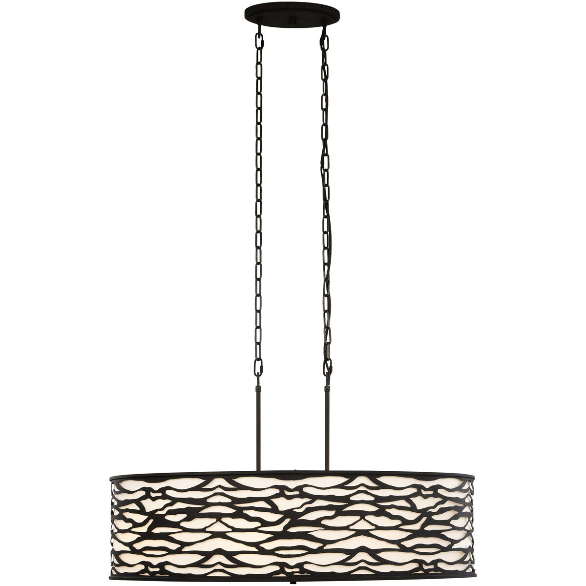 Kato 6 Light 36 inch Black Pendant Ceiling Light in Carbon